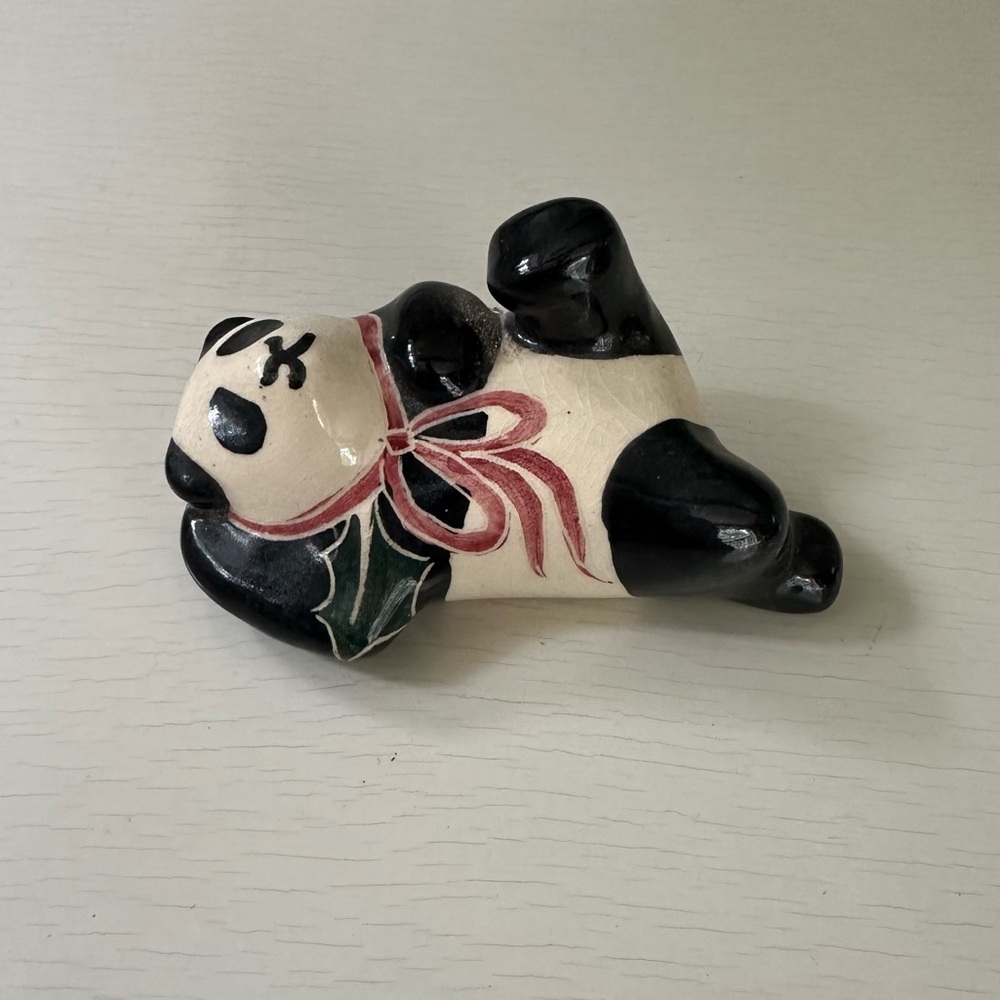 Vintage Panda Bear Small Ceramic Figurine